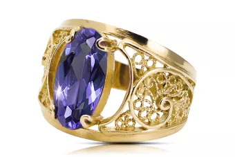 Pierścionek Styl Vintage Aleksandryt 14k żółte złoto vrc057y